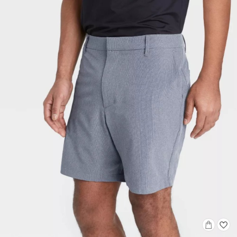 New NWT Men's Heather Golf Stretch Shorts 9" All in Motion Navy